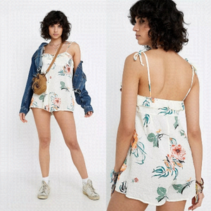 UO Urban Outfitters Highland Ruffle Tie-Shoulder Babydoll Playsuit